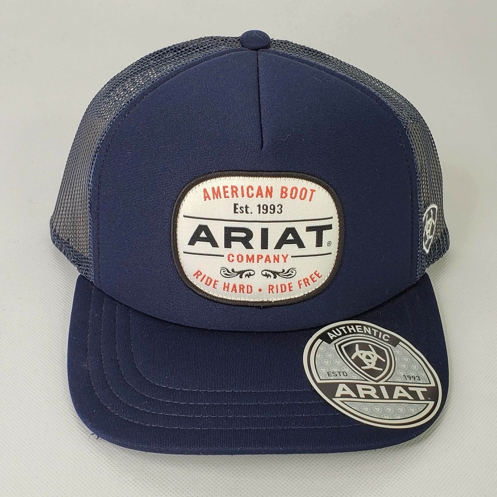 Ariat Trucker Hat Snapback Adjustable Navy Blue Classic Patch Mesh